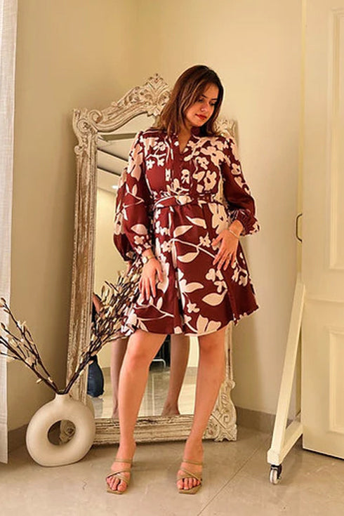 Taylor Brown Print Midi Dress